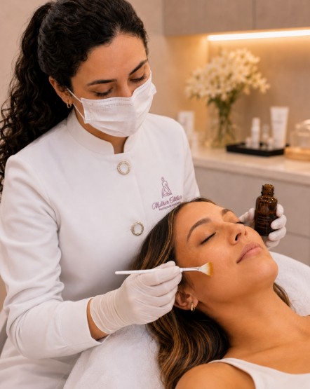 Aplicação de Peeling Químico realizada na Clínica Mulher Estética